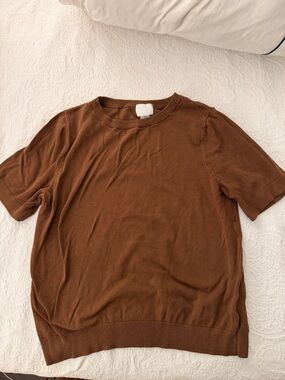 H&M Brown Short Sleeve Knit Top